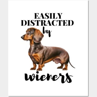 Easily Distracted By Wieners Dachshund Funny Weiner Dog Posters and Art